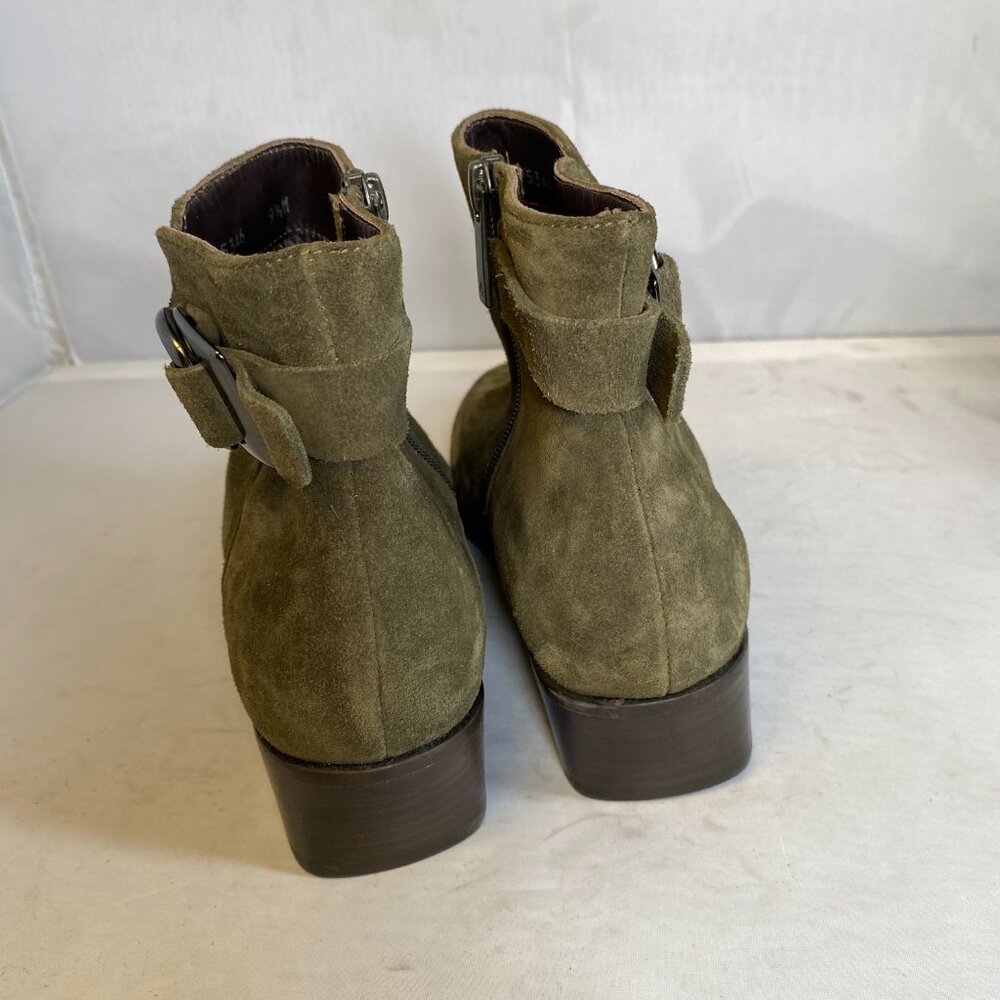 Aquatalia Faria Green Leather Low Heel Weatherproof Ankle Bootie - Picture 6 of 6